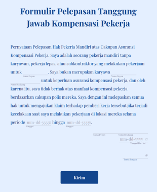 Formulir Pelepasan Tanggung Jawab Kompensasi Pekerja