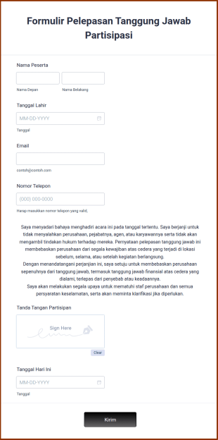 Formulir Pelepasan Tanggung Jawab Partisipasi