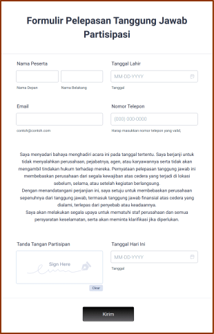 Formulir Pelepasan Tanggung Jawab Partisipasi