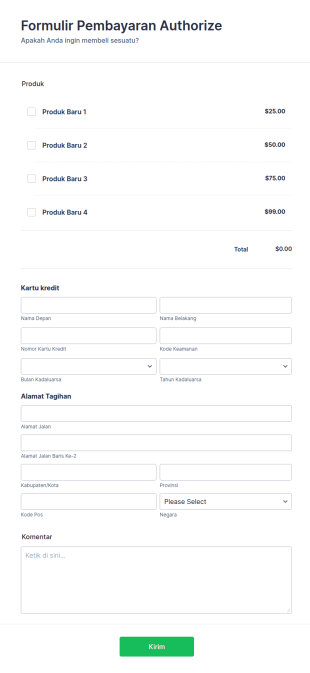 Formulir Pembayaran Authorize