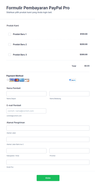 Formulir Pembayaran PayPal Pro