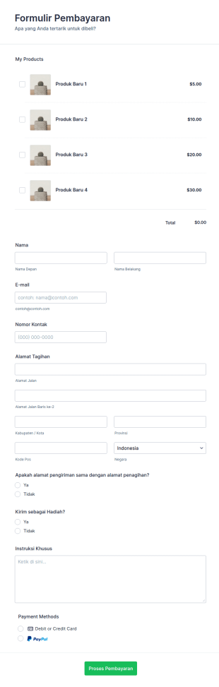 Formulir Pembayaran PayPal