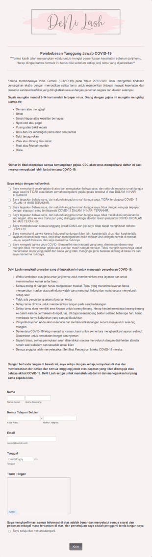 Formulir Pembebasan Tanggung Jawab Layanan Ekstensi Mata Untuk Covid 19