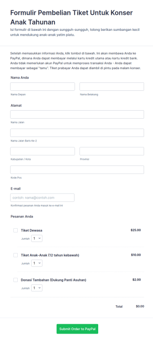 Formulir Pembelian Tiket