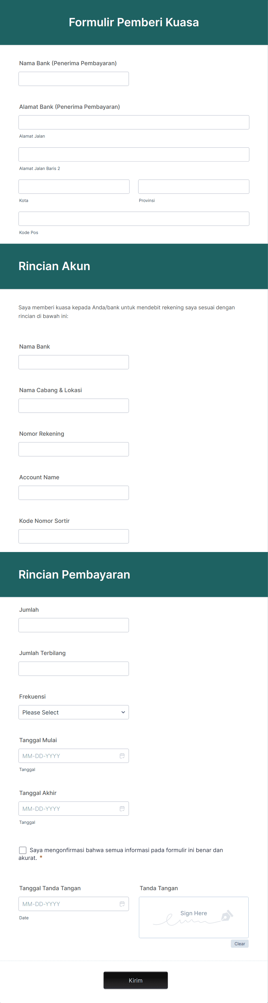Formulir Pemberi Kuasa Template Formulir | Jotform