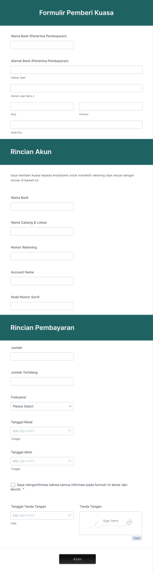 Formulir Pemberi Kuasa Form Template