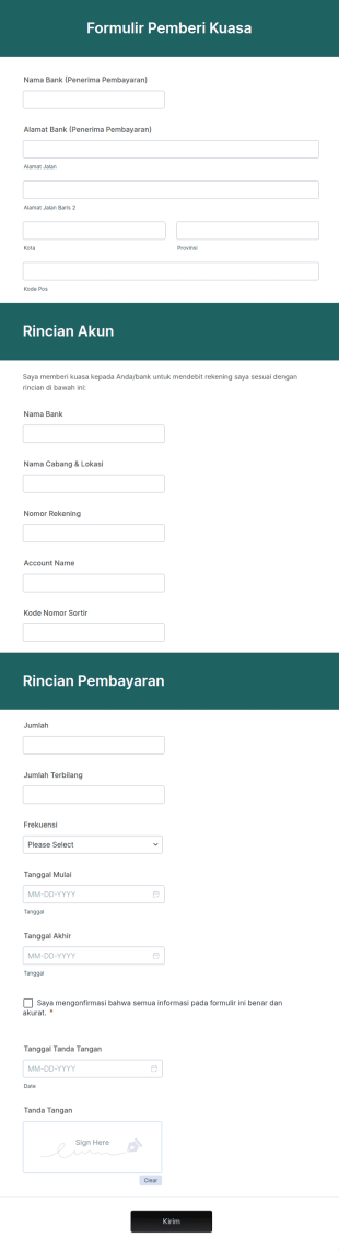 Formulir Pemberi Kuasa