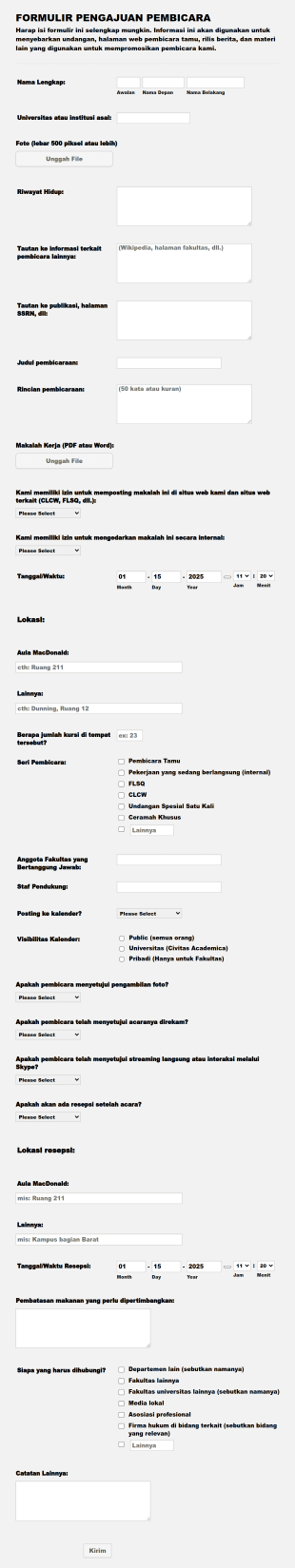 Formulir Pembicara Tamu Form Template