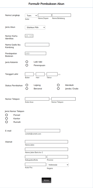 Formulir Pembukaan Rekening