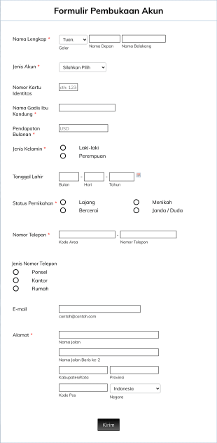 Formulir Pembukaan Rekening Form Template