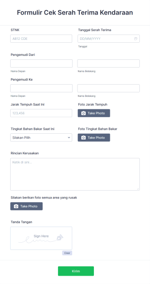 Formulir Pemeriksaan Serah Terima Kendaraan Form Template