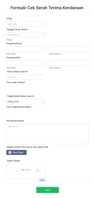 Formulir Pemeriksaan Serah Terima Kendaraan