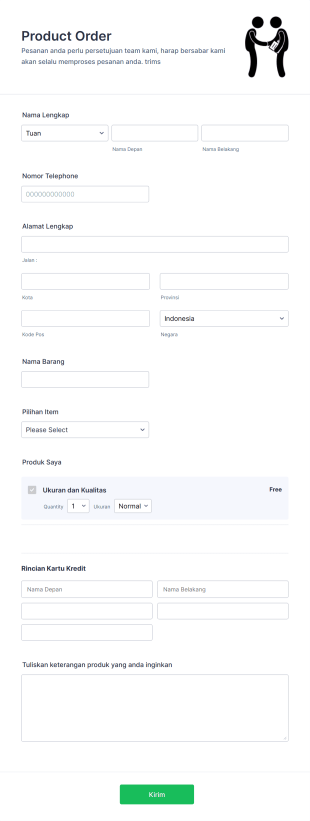 Formulir Pemesanan Barang Form Template