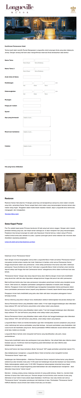 Formulir Pemesanan Hotel Boutique