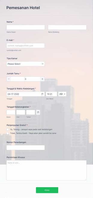 Formulir Pemesanan Hotel Form Template
