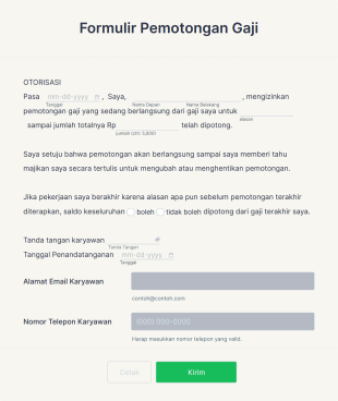 Formulir Pemotongan Gaji