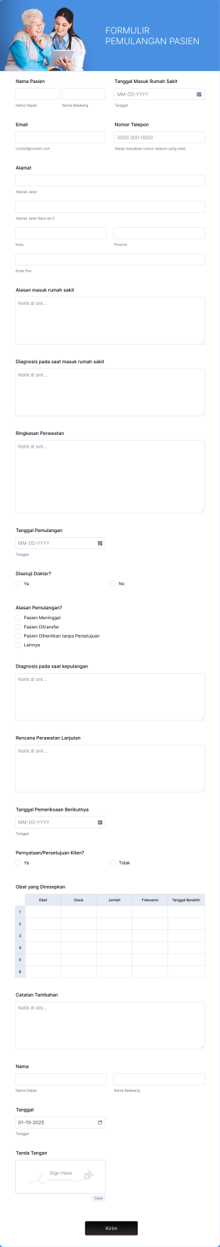 Formulir Pemulangan Pasien Form Template