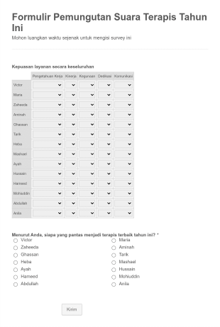 Formulir Pemungutan Suara Terapis Tahun Ini Form Template