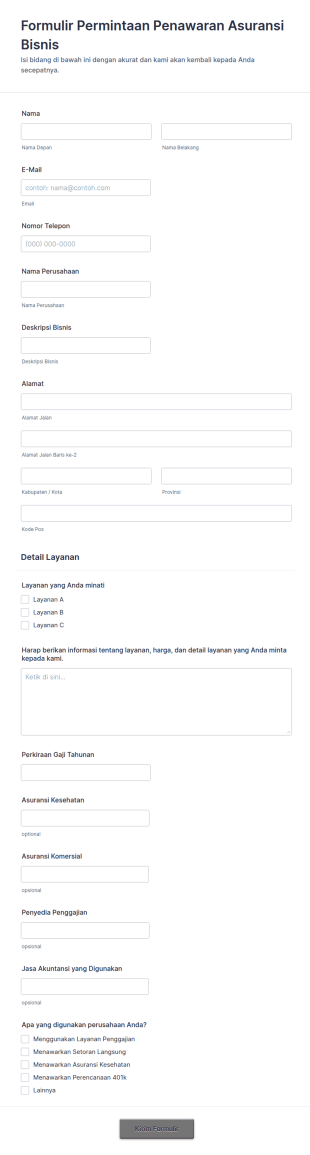 Formulir Penawaran Asuransi Bisnis