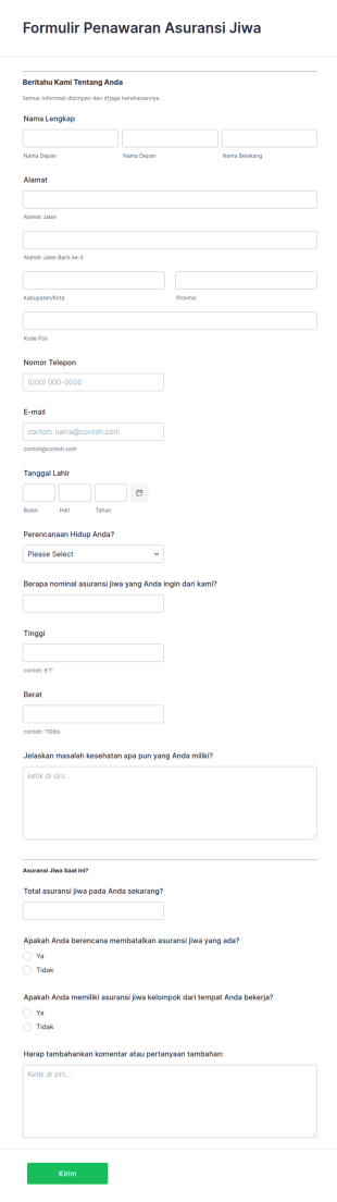 Formulir Penawaran Asuransi Jiwa