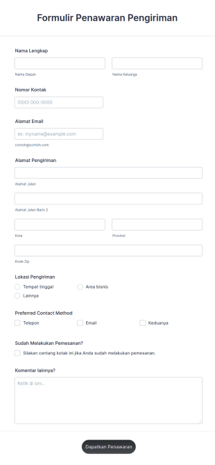 Formulir Penawaran Pengiriman