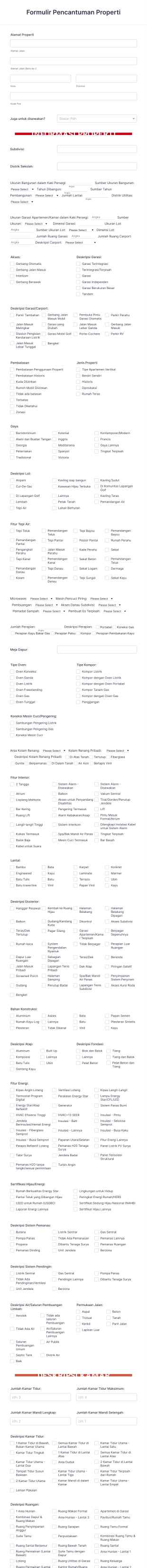 Formulir Pencantuman Properti Form Template