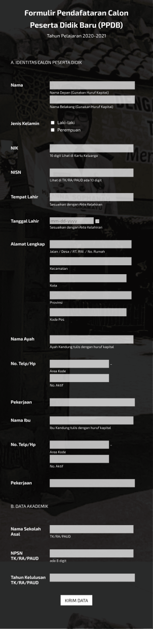 Formulir PPDB Form Template