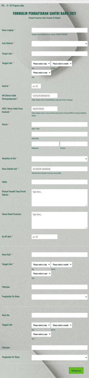 Formulir Pendaftara Santri Baru 2021 Form Template