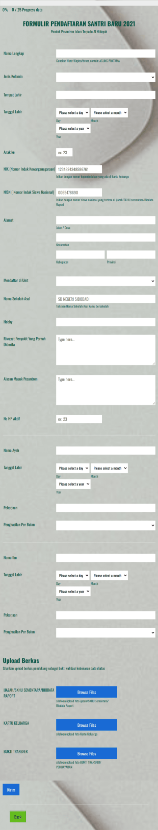 Formulir Pendaftara Santri Baru 2021 Form Template