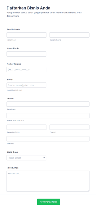 Formulir Pendaftaran Bisnis Form Template
