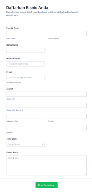 Formulir Pendaftaran Bisnis