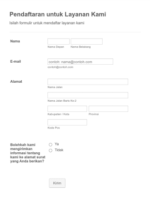 Formulir Pendaftaran Buletin Atau Milis Form Template