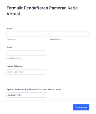 Formulir Pendaftaran Bursa Kerja Virtual Form Template