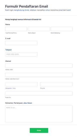 Formulir Pendaftaran Email