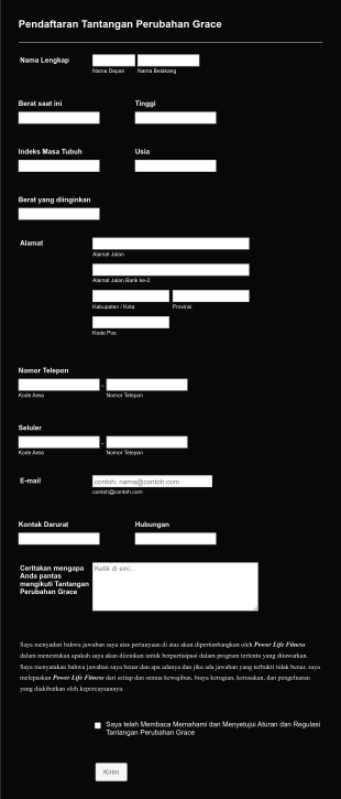 Formulir Pendaftaran Gym