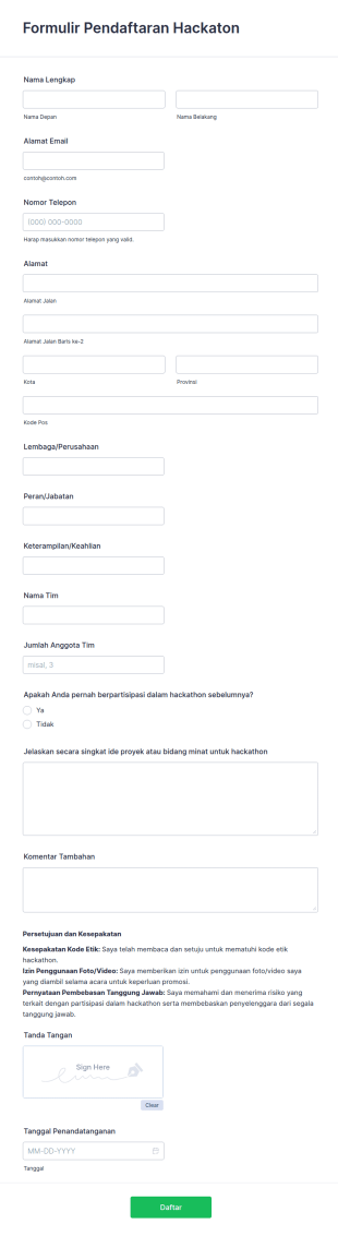 Formulir Pendaftaran Hackathon