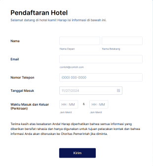 Formulir Pendaftaran Hotel Form Template
