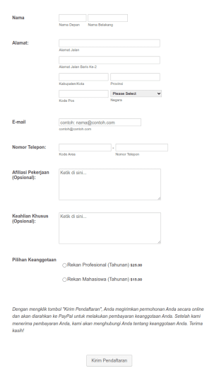 Formulir Pendaftaran Keanggotaan PayPal