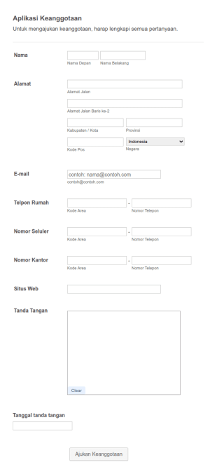 Formulir Pendaftaran Keanggotaan
