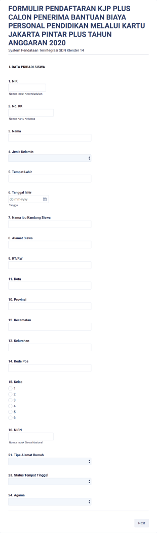 Formulir Biaya Pendaftaran Kandidat Form Template