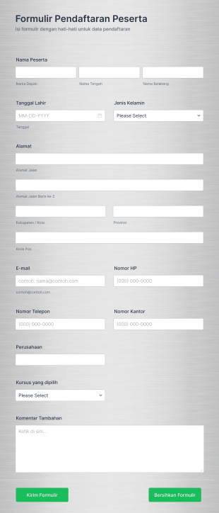 Formulir Pendaftaran Kursus Form Template