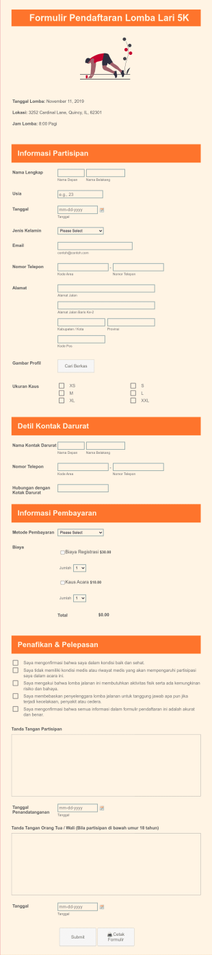 Formulir Pendaftaran Lomba Lari 5K