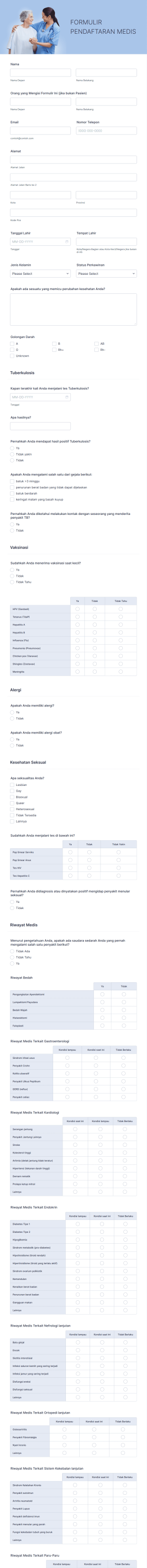 Formulir Pendaftaran Medis Form Template