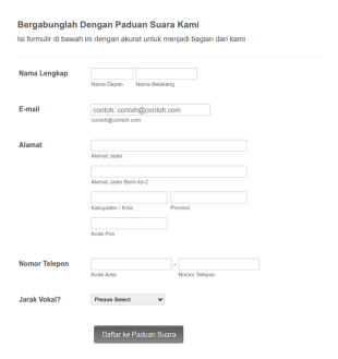 Formulir Pendaftaran Paduan Suara
