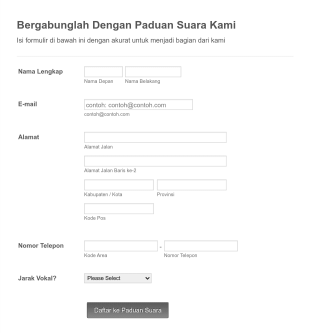 Formulir Pendaftaran Paduan Suara Form Template