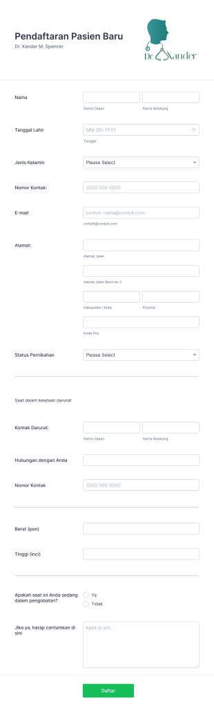 Formulir Pendaftaran Pasien Baru Form Template