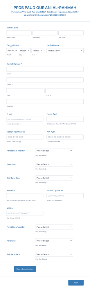 Formulir Pendaftaran Paud'q