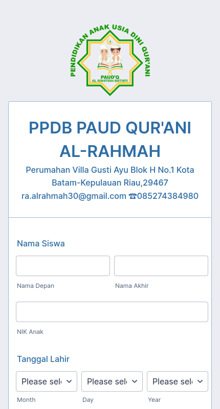 Formulir Pendaftaran Paud'q
