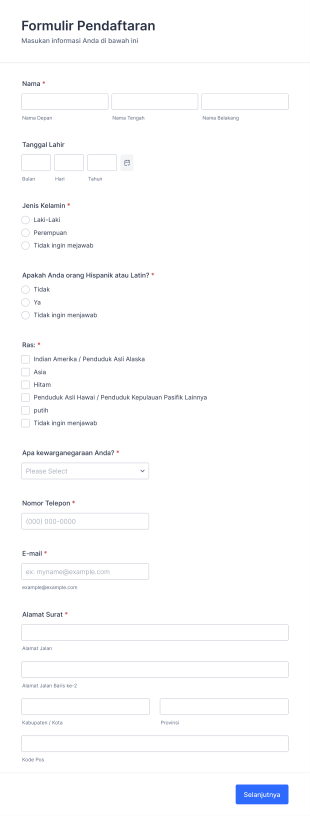 Formulir Pendaftaran Perguruan Tinggi Form Template
