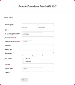 Formulir Pendaftaran Peserta Nsc 2017 Form Template